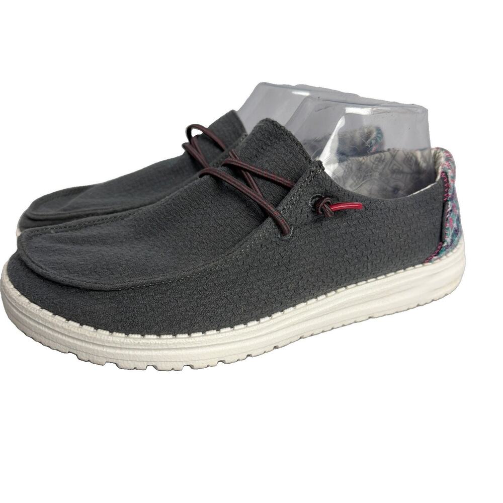 Hey Dude Wendy Women Size 9 Grey Blue Aztec Hippie Shoes Comfort Slip On Loafer